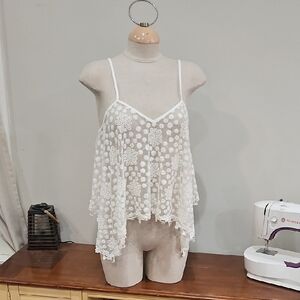 Delicate White Lace Camisole  By American Rag. Tank Top Sz M